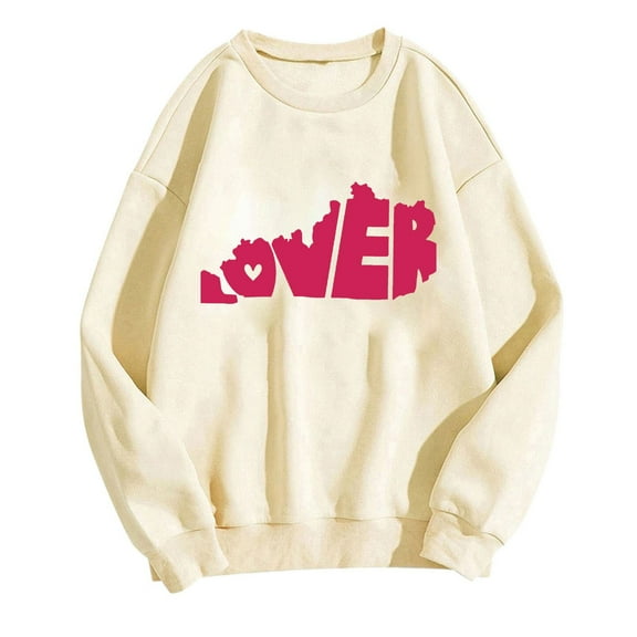 Valentines Womens Lover Oversized Sweatshirts Hoodies Heart Crewneck Pullover Tops Workout Shirts