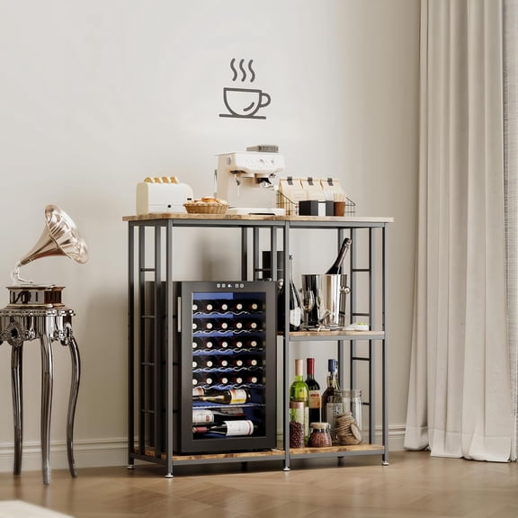 Kitchen Storage Cart with Mini Fridge Space