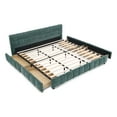 thumbnail image 3 of Aukfa King Size Upholstered Bed Frame with 4 Storage Drawers, Chenille Fabric Platform Bed, Tufted Design, Emerald, 3 of 8