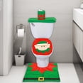 thumbnail image 5 of Christmas Toilet Seat Cover,3 Pieces Christmas Bathroom Decoration Set with Toilet Seat Cover,Rugs,Tank Cover Toilet Paper Box Cover,Xmas Party Accessories for Indoor Décor,Party Favors(Green), 5 of 6