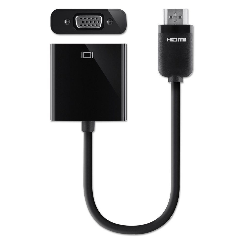 Belkin Hdmi To Vga + 3.5mm Audio Adapter, M/f, 1080p, 5", Black