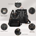 thumbnail image 5 of Mochila negra para mujer, diseño multiusos, bolso convertible, bolso de hombro, bolso de viaje, 5 of 5