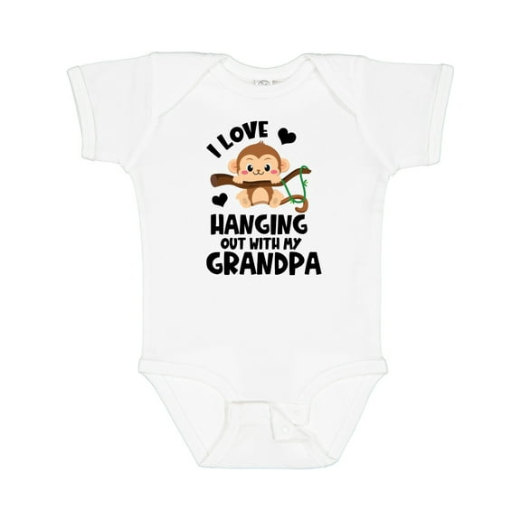 Inktastic Monkey I Love Hanging out with My Grandpa Boys or Girls Baby Bodysuit