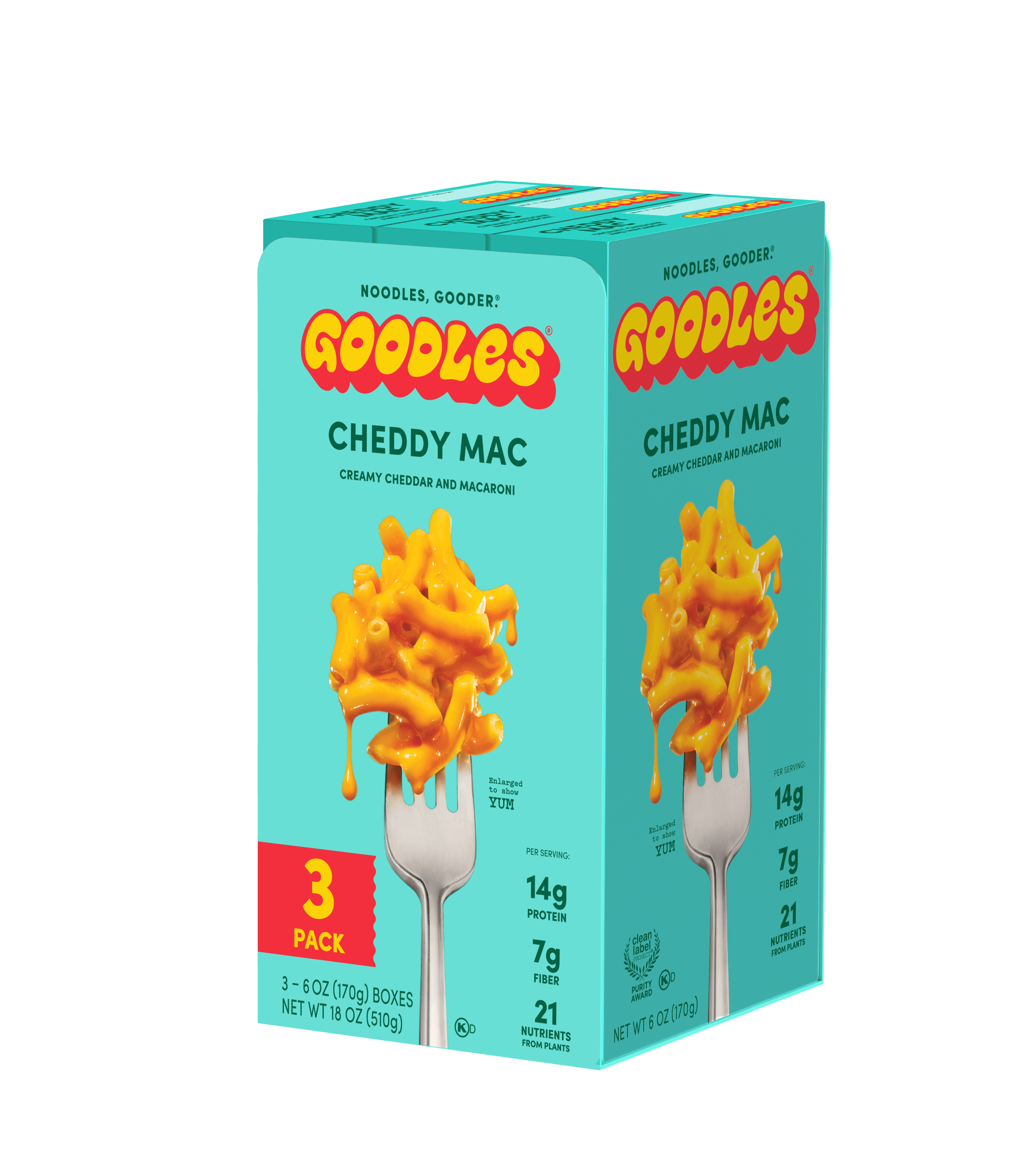 Goodles Mac & Cheese Cheddy Mac Noodles, Cheddar, Elbows, Shelf-Stable, 6 oz, 3 pack