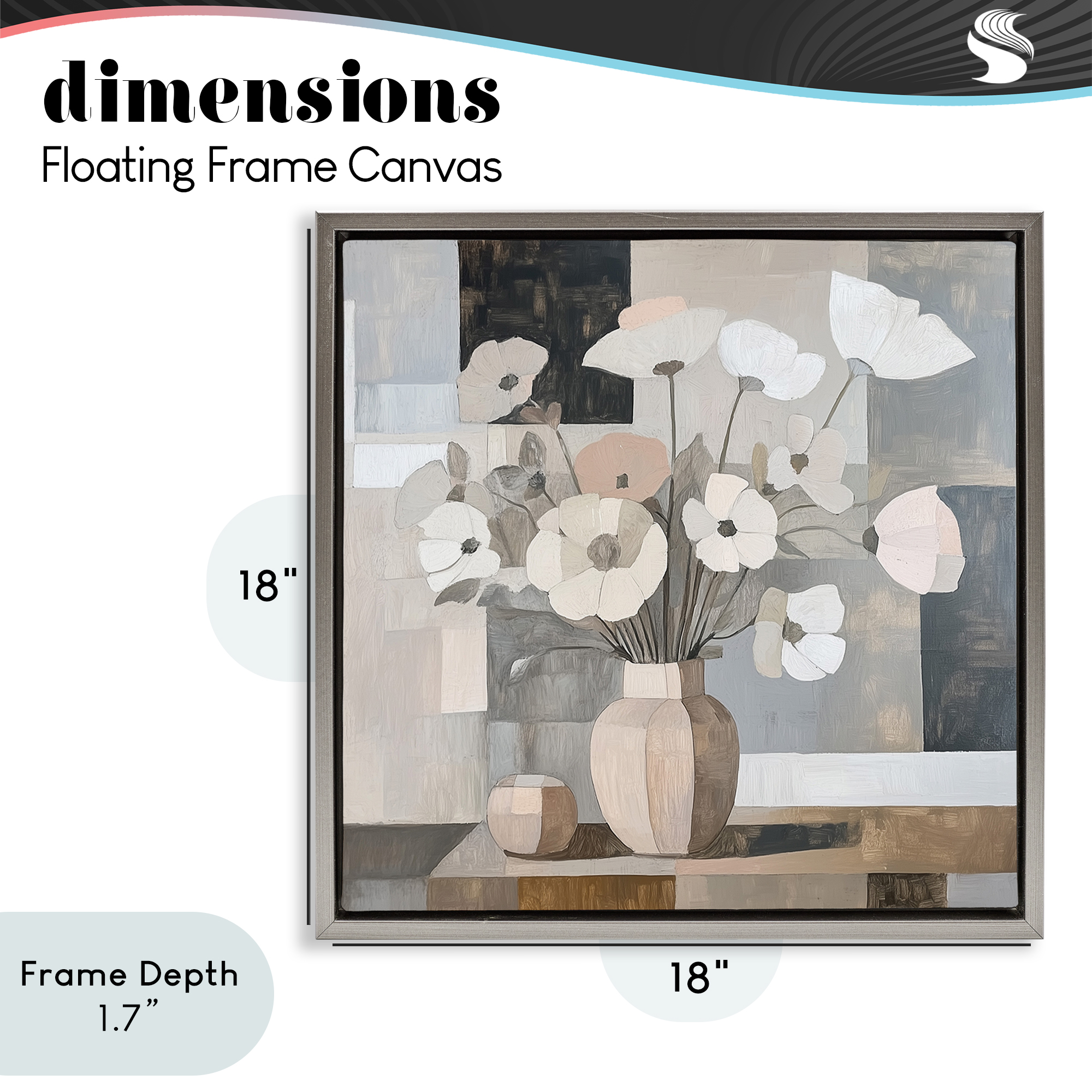 Stupell Industries Muted Pastel Poppies in Cubism Gray Framed Floater Canvas Wall Art, design by Heidi Kuntz