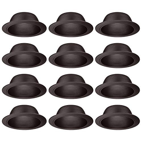 TORCHSTAR 12-Pack 6 Inch Recessed Can Light Trim, Metal Step Baffle Trim, Detachable Trim Ring Included, for 6? Recessed Light Can, Fit Halo/Juno Remodel Recessed Housing, Oil Rubbed Bronze