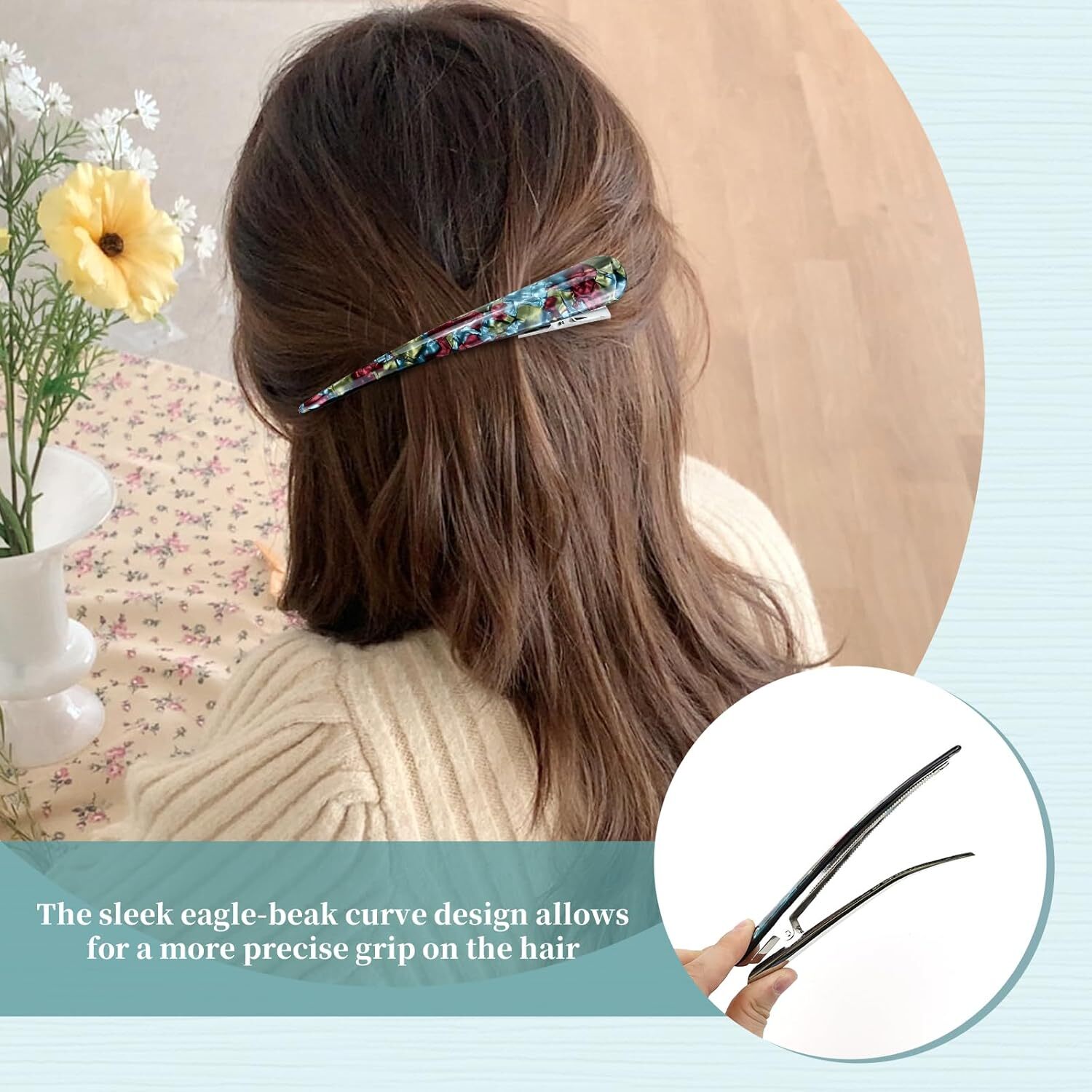 6 Pcs Large Alligator Hair Clips for Styling Salon Sectioning, 5.5 inch Non-Slip Duckbill Metal Clips for Women Thick and Thin Hair, AWhite