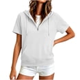 thumbnail image 4 of Amketima Womens Tops Dressy Casual Half Zip Short Sleeve Hoodie, Raglan Sleeve Kangaroo Pocket Drawstring Hooded Pullover Top,Casual Athletic Sweatshirt Workout Tops for Women, 4 of 8