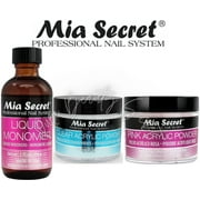 Mia Secret Liquid Monomer 2 oz and Powder 2 oz x 2 (PINK + CLEAR)