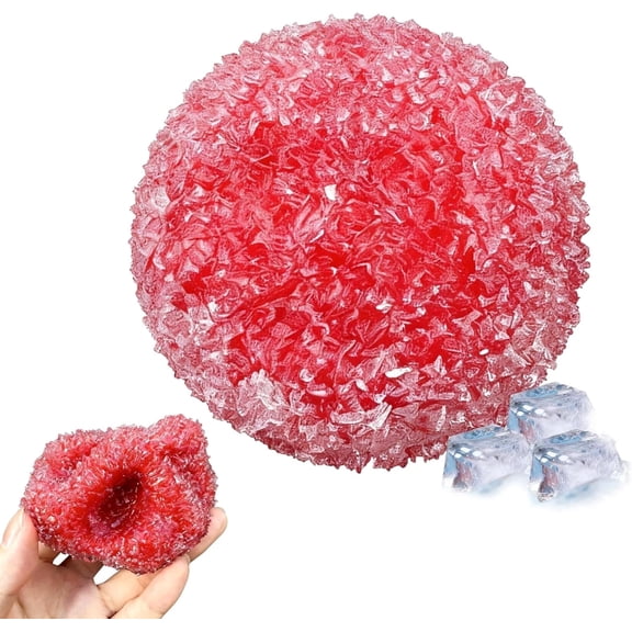 BingTong New Ice Squishies Stress Ball,Crunchy Squishies Stress Ball Squeeze Stress Slushie Squishies,ice Skin Fidget Sensory Toys for Relaxing red