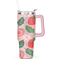 thumbnail image 2 of 40 oz Strawberry Travel Mug with Handle Vacuum Insulated Travel Coffee Mug Gift for Women Men, 2 of 7