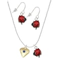 thumbnail image 1 of Delight Jewelry Goldtone Large September - Blue Crystal Heart Red Lucky Ladybug Necklace and Dangle Earrings Set, 1 of 6