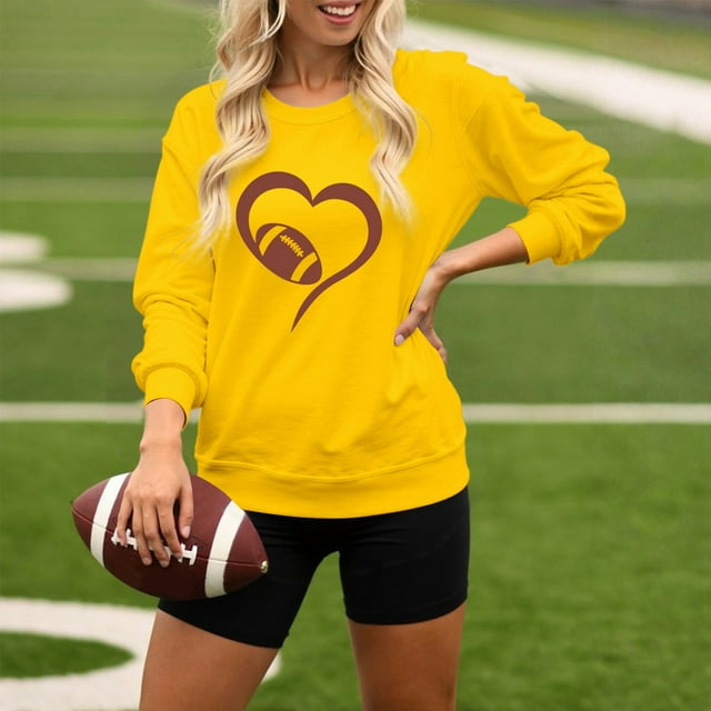 Sweat à Capuche Sans Capuche pour Femmes Imprimé Football Surdimensionné – Col Rond Décontracté pour Usage Quotidien et Activités Sportives