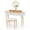 Natural and White, variant on 47 Inch Modern Makeup Vanity Desk Set with 3 Color Round LED Mirror, Dressing Table with 4 Storage Drawers & Padded Stool for Bedroom,White and Black