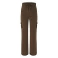 thumbnail image 4 of Kureaily Women Elastic Waist Casual Cargo Pants Joggers Yoga Pants Pockets Wide Leg Pants Women Casual Pants, 4 of 4