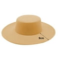 thumbnail image 5 of Toudaret  Retro Ladies Hat Big Wide Brim Fedora Hat Pure Color Derby Wedding Jazz Hat Prom Party Commuting Flat Top Felt Hat, 5 of 8