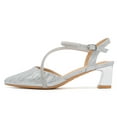 thumbnail image 2 of kkdom Womens Sandals Heels Pumps Closed Pointed Toe Block Heels Slingback Casual Chunky Heels Office Shoes Silver Size 8.5, 2 of 6