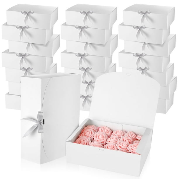 Cajas de regalo Colarr White con tapas de 30,5 x 23 x 10 cm, 24 unidades con cintas