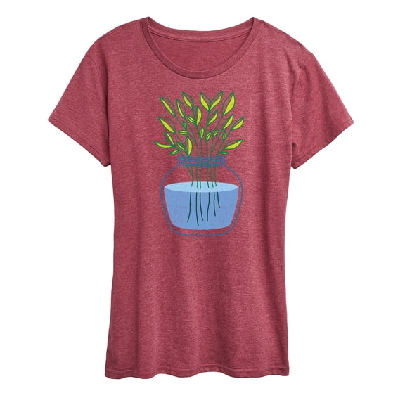 Instant Message - Plants In Vase - Women's Short Sleeve Graphic T-Shirt