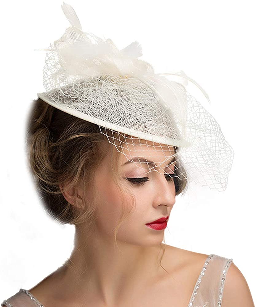 Sinamay Bow Feather Fascinator Women 