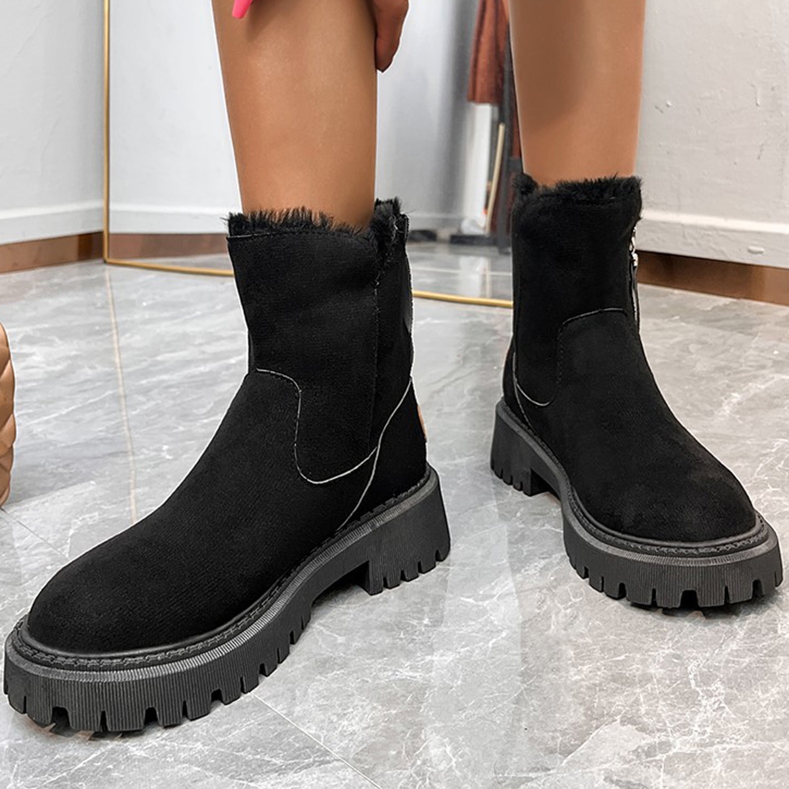 Snow Boots Large Winter New Plush Women s Shoes Warm Zipper Snow Boots Shoes for Womens Fashion Fall on Clearance Walmart