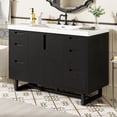 thumbnail image 3 of 47.2-Inch Modern Bathroom Vanity with 2 Cabinet Doors, 6 Drawers, Hidden Soft-Close Slides, SMC Resin Top, Space-Saving Design, 3 of 14