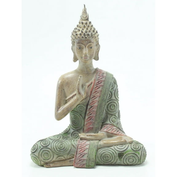 Feng Shui 8"(H) Thai Earth Touching Shakyamuni Meditating Buddha Figurines Peace Luck Prosperity Statues Home Decor
