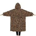 thumbnail image 2 of Oversized Wearable Blanket Hoodie,Brown and Black Leopard Print Sherpa Blanket Hoodie with Super Pockets,Super Warm Fuzzy Pullover for Women & Men, 2 of 6