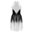 thumbnail image 4 of dPois Robe de Danse Lyrique Sans Manches à Strass Brillants pour Femmes, Dégradé de Couleur, Robe de Danse Moderne en Maille, Blanc Noir G, 4 of 5