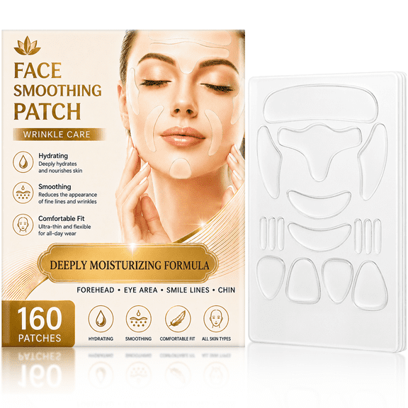 Smile Line Patches, Face Smoothing Patches, Hydrating Clear Facial Smoothing Face Tape for Forehead, Eye Area and Chin Daily Care, 160 Count