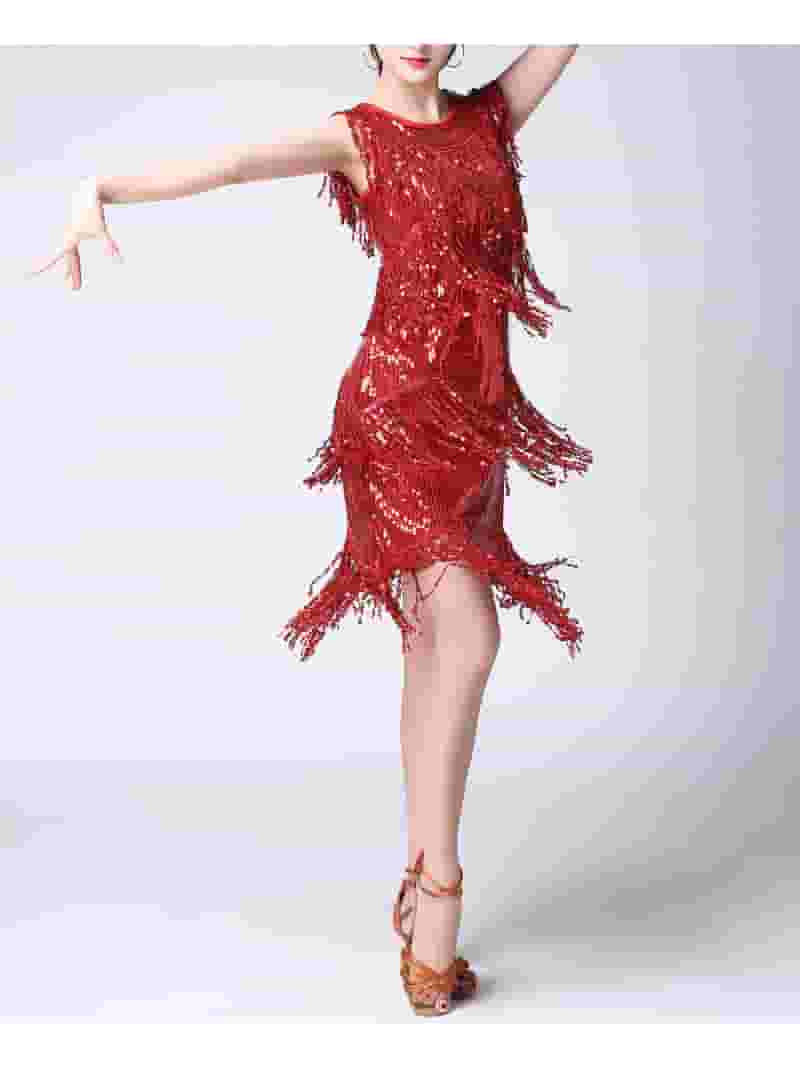 Women's Crystal Ballroom Dance Dress - Modern Waltz Foxtrot Standard Dress, Milk Silk & Mesh