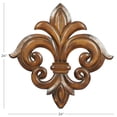 thumbnail image 3 of DecMode Brown Wooden Carved Fleur De Lis Wall Decor, 3 of 9