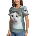 thumbnail image 2 of Fuzoiu Funny Cat Print Women's Classic V-Neck T-Shirt, Short Sleeve V Neck Tees for Casual Everyday Wear,Casual Fit Tee,Summer Fashion Tops-Large, 2 of 5