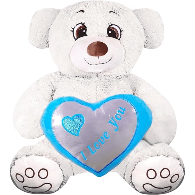 Peluches Oso Rechoncho Blanco ILY con Corazon Azul PELUCHERIA