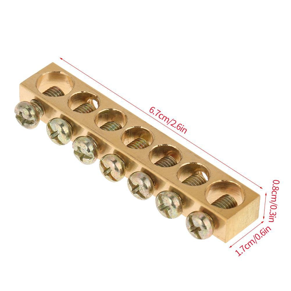 10Pcs Terminal Ground Bar 10-Hole Electrical Distribution Cabinet Wire Screw Terminal Ground Copper Neutral Bar