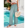 thumbnail image 5 of Yesfashion Womens Elastic High Waisted Palazzo Pants Casual Wide Leg Long Lounge Pant Trousers with Pocket, 5 of 9