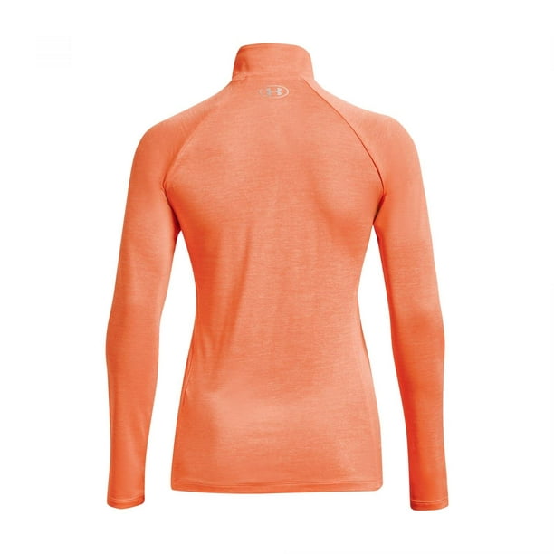 Under Armour Women's Standard Tech Twist Â½ Zip Long-Sleeve Pullover, (866)  Orange Blast/Orange Tropic/Metallic Silver, X-Large 
