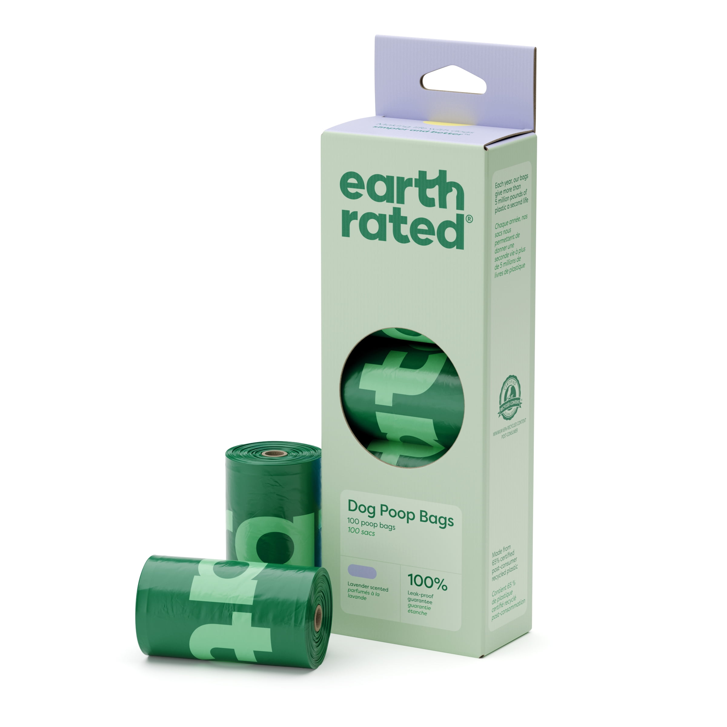 (2 pack) Earth Rated Leak-Proof Dog Poop Bags, Lavender, 100 Count