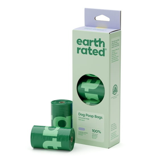 Earth Rated Leak-Proof Dog Poop Bags, Lavender, 100 Count on 5 Single Refill Rolls