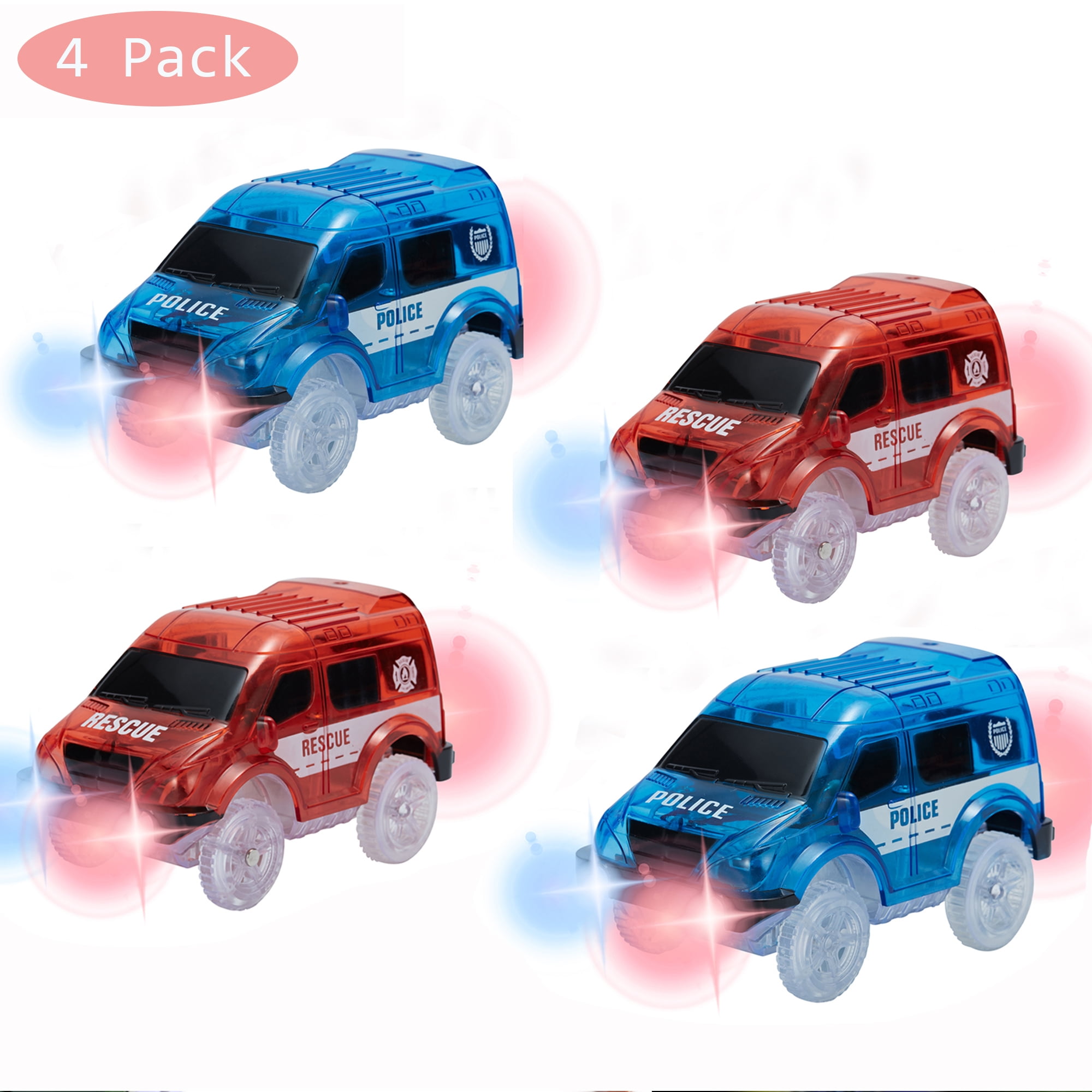 YouLoveIt 4 Pcs Mini Led Light Up Car Toys Electronics Race Car Toys