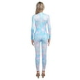 thumbnail image 3 of TiaoBug Womens Mermaid Full Body Jumpsuit Fish Scale Print Long Sleeve Yoga Unitard Leotard Type E XL, 3 of 7