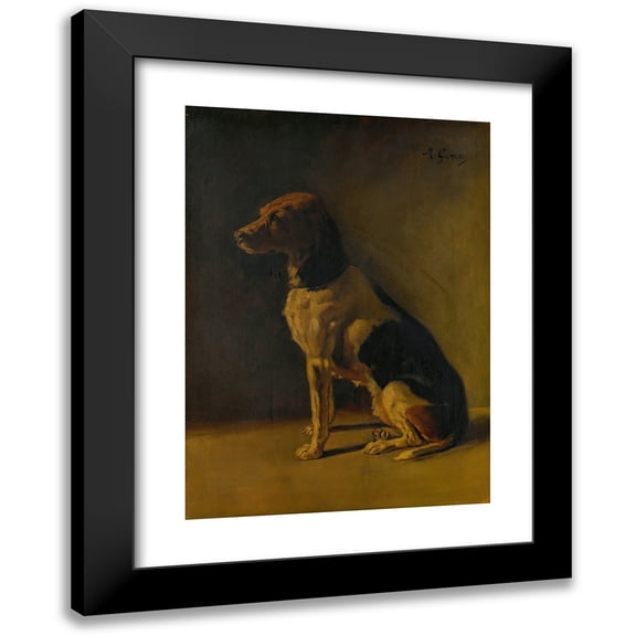 M. Gurcin 11x14 Black Modern Framed Museum Art Print Titled - Seated Hound (19th Century)