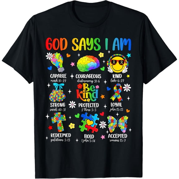 God Says I Am Be Kind Autism Awareness Sped Shirt BLACK Unisex S-5XL Hot Trending Shirt