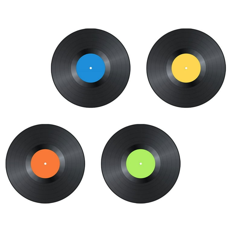 4pcs Vinyl Record Shape Stickers Blank Vinyl Records Vintage Fake Records  Decorations Wall Stickers