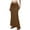 Coffee, variant on RUTAYY Women Casual High Waist Drawstring Elastic Waist Midi Skirt With Back Slit For Daily Vacation Spring Summer Basic Solid Color Skirt Smocked Boho Pleated Skirts