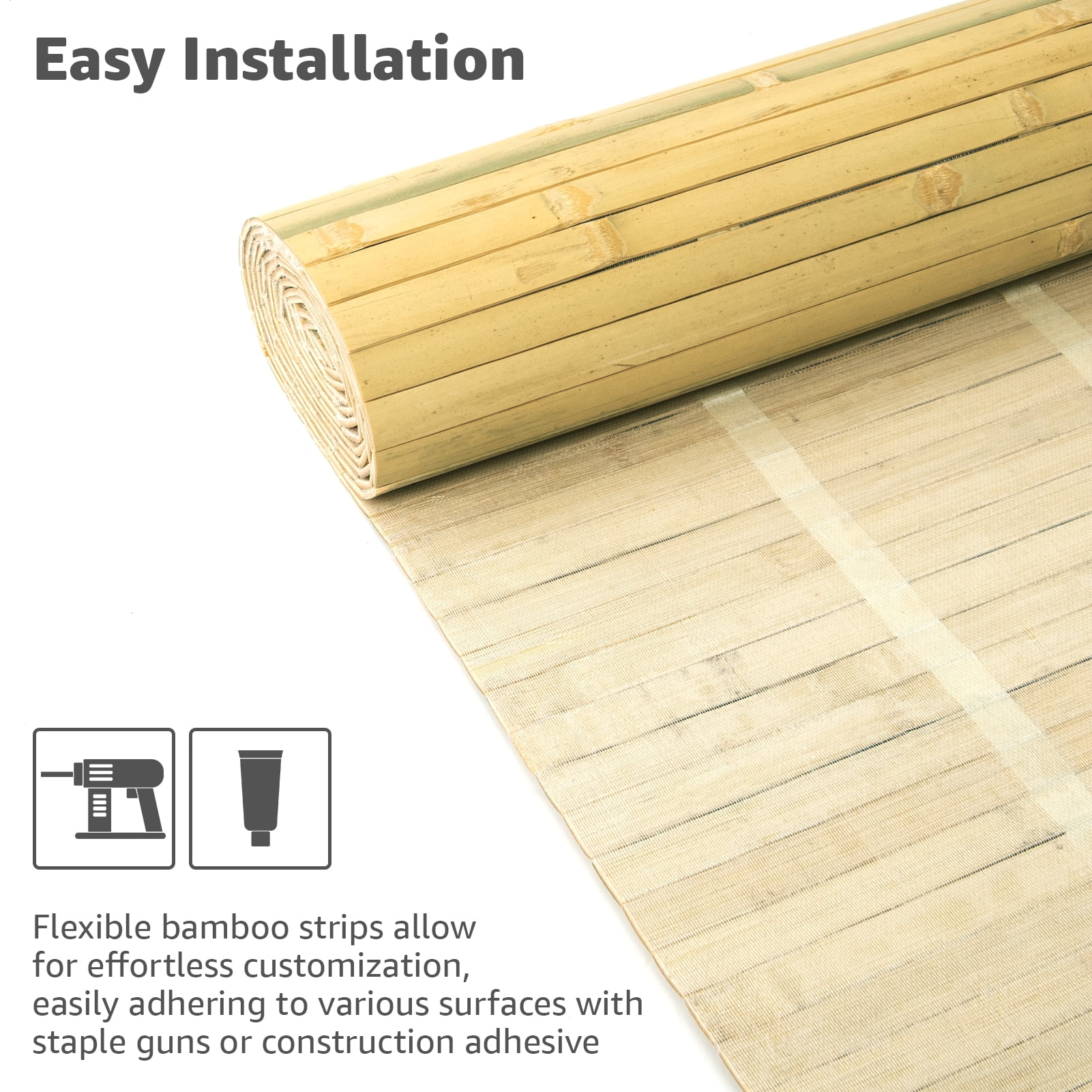 Art3dwallpanel 48'' x 96'' Natural Bamboo Wall Panel for Interior Wall Décor for Living Room, Bedroom,Natural