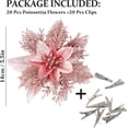 thumbnail image 2 of MINKUROW 20Pcs Christmas Flower Poinsettias 5.5 Inch Xmas Pink Glitter Artificial Flowers with 20Pcs Metal Clips Rose Gold Shining Faux Flowers for Christmas Tree Wreath Ornaments Wedding Party Decor, 2 of 7
