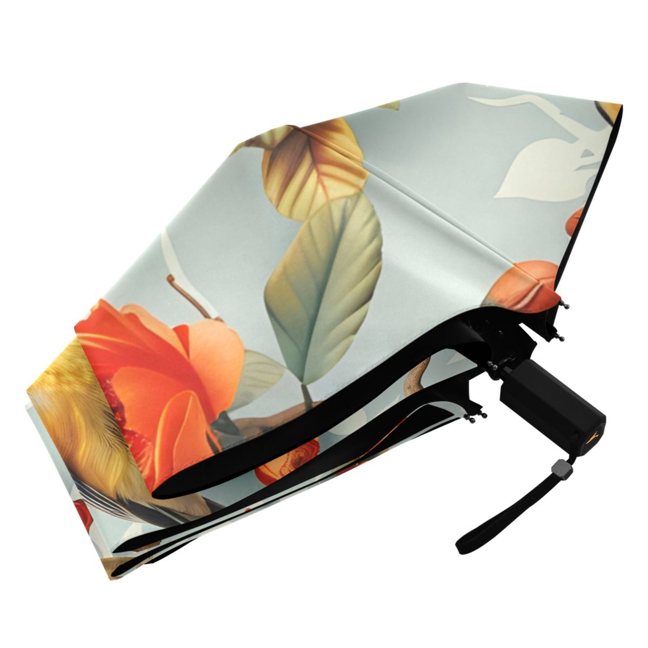 ALAZA Birds on Flowers UPF 50+ Compact Folding Umbrella for Rain Travel Umbrella Packable