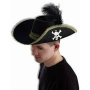 PIRATE HAT W/SKULL & FEATHER