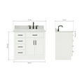 thumbnail image 3 of Ariel Hepburn 37 In. Right Offset Oval Sink Vanity With 0.75 In. Carrara White Countertop In White, 3 of 10